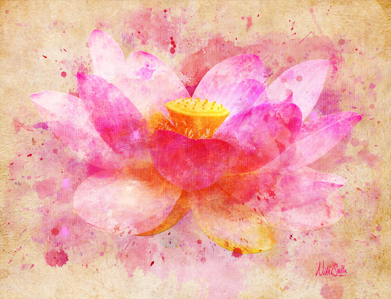 Pink Lotus Flower Abstract Artwork, copyright Nikki Smith; fine art prints available.